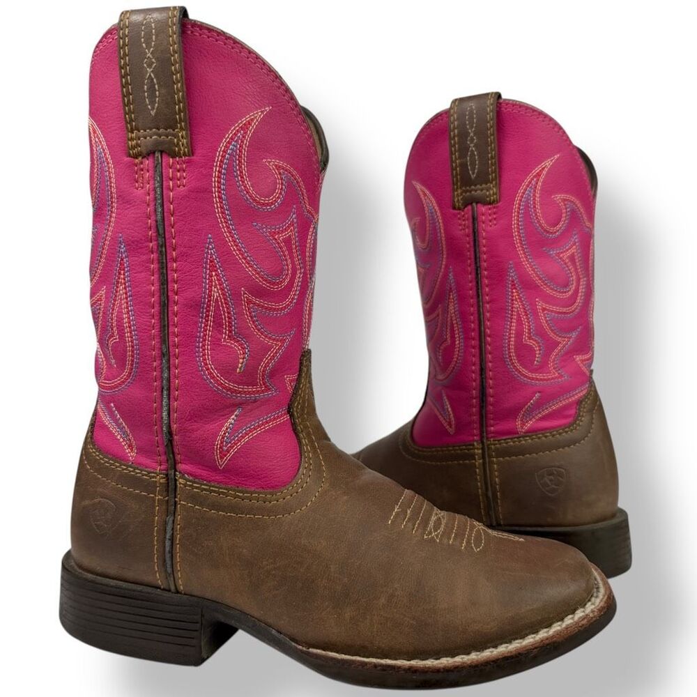 Ariat Jr Sport Champ Western Boots Children Kids Little Girl Cowgirl Pink Sz 11
